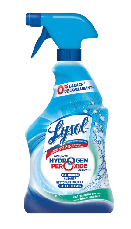 Packshot de Lysol Nettoyant Salle de Bain - Action Peroxyde d’Hydrogène - Brise de Printemps Fraîche 650 mL