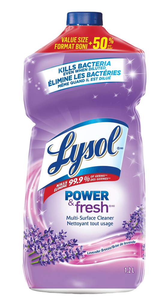 Packshot of Lysol Multi-Surface Cleaner - Power & Fresh Lavender Breeze 1.2L