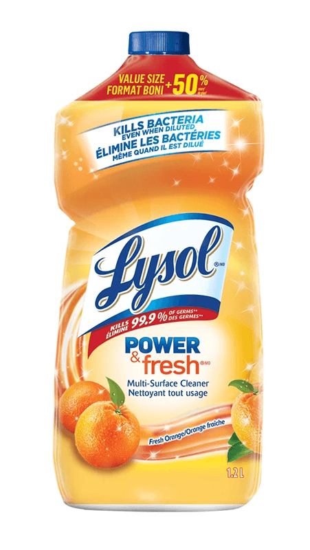 Packshot de Lysol Nettoyant Multi-Surfaces - Power & Fresh Orange Frais 1,2 L