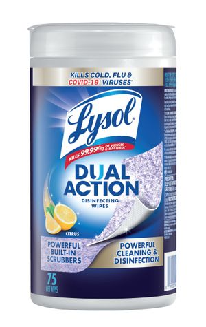 Packshot of Lysol Disinfecting Wipes - Dual Action, 75 ct