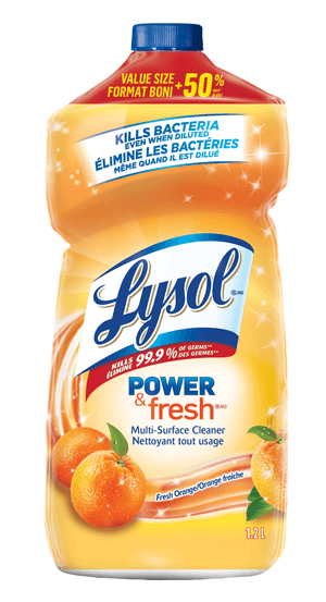 Packshot of Lysol Multi-Surface Cleaner - Power & Fresh Fresh Orange 1.2L
