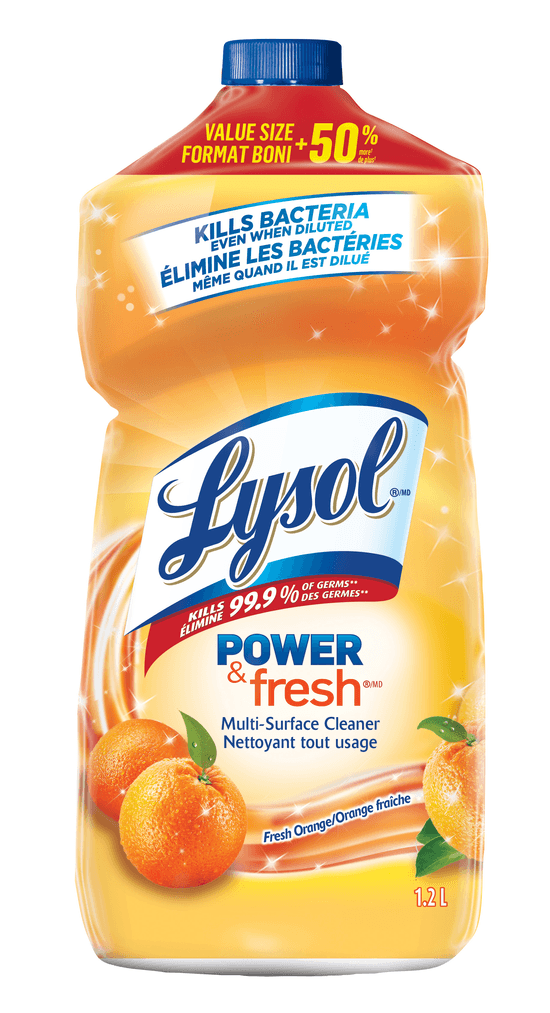 Packshot of Lysol Multi-Surface Cleaner - Power & Fresh Fresh Orange 1.2L
