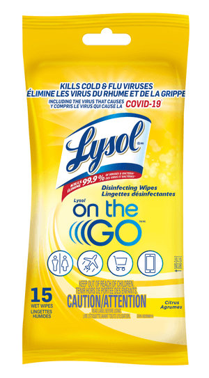 Packshot of Lysol Disinfecting Wipes - On The Go