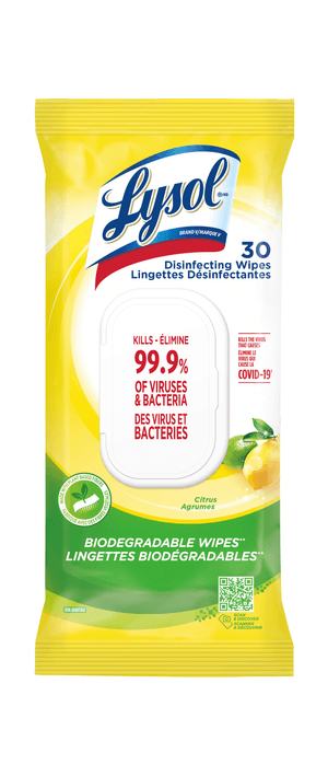 Packshot of Lysol Disinfectant Wipes - Biodegradable Wipes - Citrus