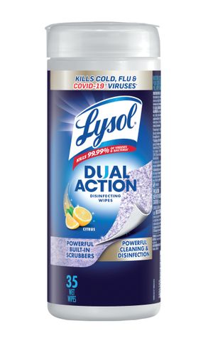 Packshot de Lysol lingettes désinfectantes, double action, 35 unités